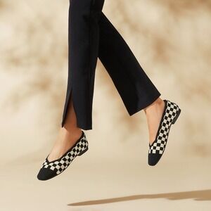 VIVAIA Margot 2.0 Checker Knit Flats Black Beige - Size EU 41.5 / US 10 / NWT